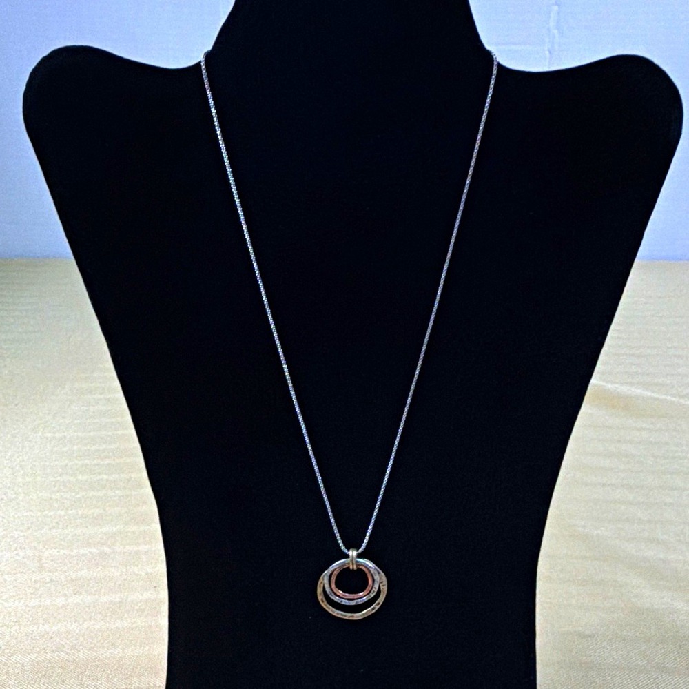 Italy 925 Snake chain with Triple Interlocking Round Pendant Necklace